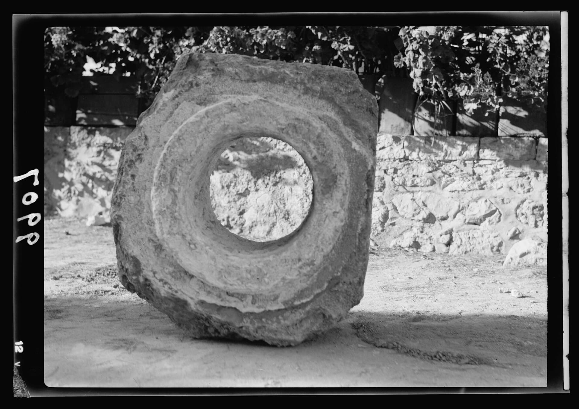 One Roman aqueduct stone, looking through the hole LOC matpc.18764